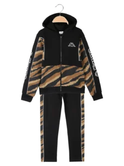 Kappa Completo tuta 2 pezzi da ragazza con cappuccio e zip - nero