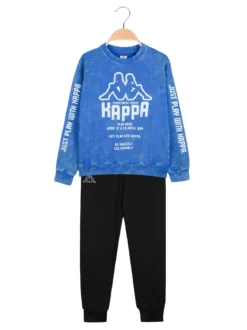 Kappa Completo tuta 2 pezzi da ragazzo in cotone con logo - blu