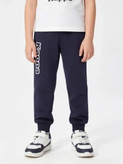 Kappa Pantaloni tuta da bambino con polsini e interno caldo cotone - blu scuro