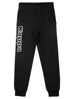 Kappa Pantaloni tuta da ragazzo con polsini e interno caldo cotone - nero