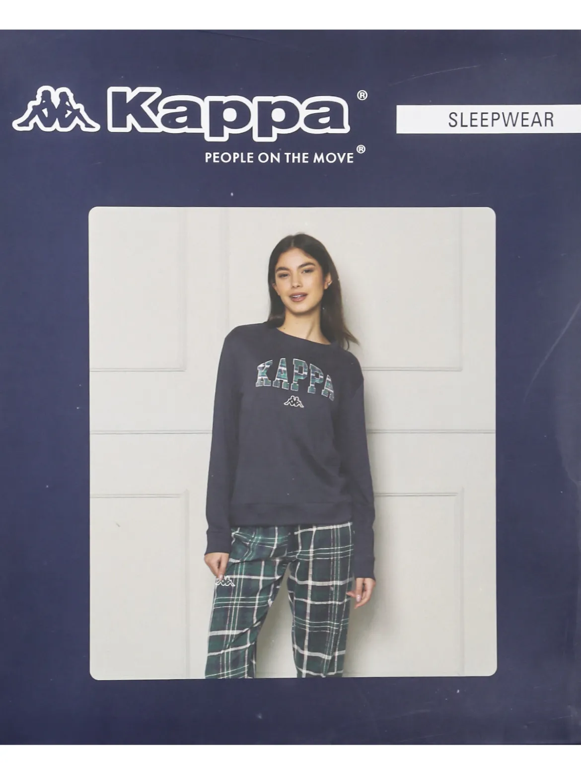 Kappa Pigiama da ragazza in cotone interlock con pantaloni a quadri - blu scuro