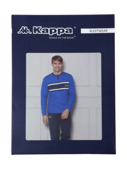 Kappa Pigiama da uomo in misto cotone interlock con logo - blu