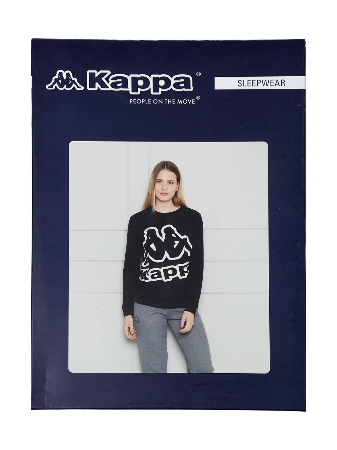 Kappa Pigiama donna in cotone interlock con logo - blu scuro