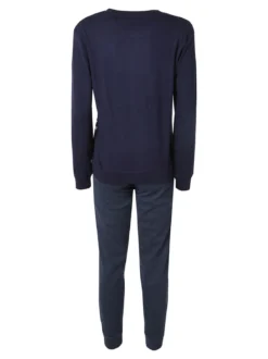 Kappa Pigiama donna in cotone interlock con logo - blu scuro
