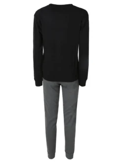 Kappa Pigiama donna in cotone interlock con logo - nero