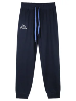 Kappa Pigiama lungo da ragazzo in cotone interlock con logo - blu