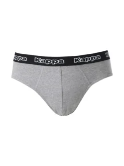 Kappa Slip da uomo in cotone con scritta - grigio