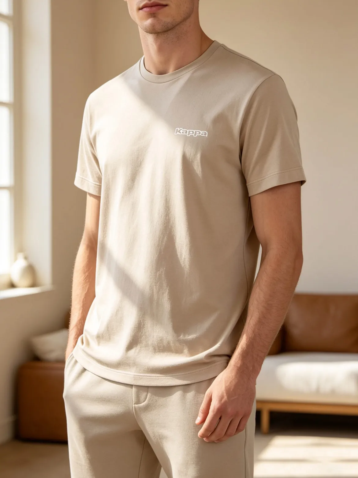 Kappa T-shirt da uomo con logo - sabbia