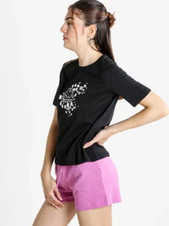 Kappa T-shirt donna in cotone con logo metallizato