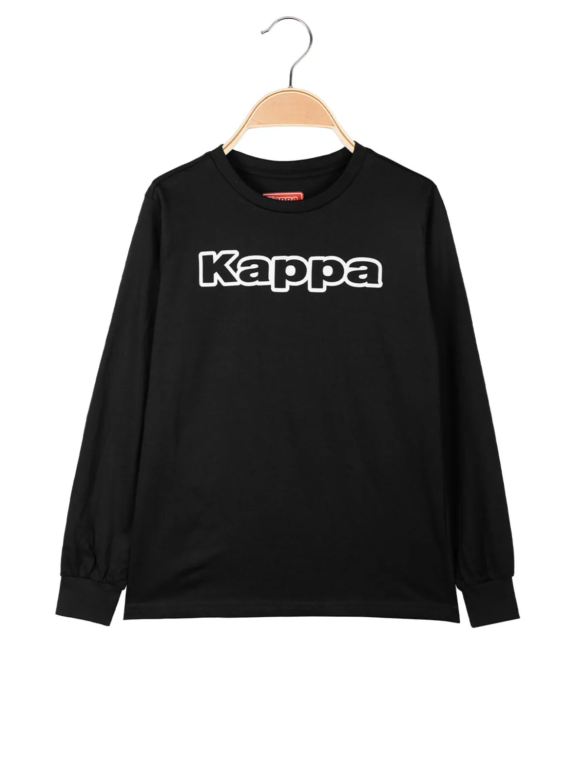 Kappa T--shirt girocollo a maniche lunghe da ragazzo con logo - nero