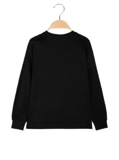 Kappa T--shirt girocollo a maniche lunghe da ragazzo con logo - nero