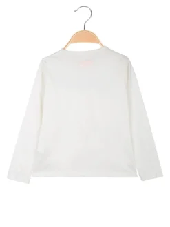 Kappa T-shirt girocollo da bambina a maniche lunghe con logo - bianco