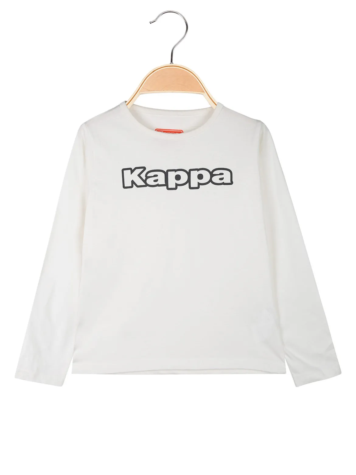 Kappa T-shirt girocollo da bambina a maniche lunghe con logo - bianco