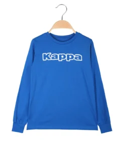 Kappa T-shirt girocollo da bambino a maniche lunghe con logo - blu