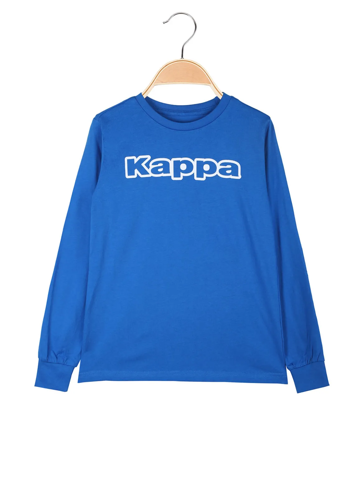 Kappa T-shirt girocollo da bambino a maniche lunghe con logo - blu