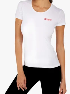 Kappa T-shirt girocollo da donna in cotone bielastico - bianco