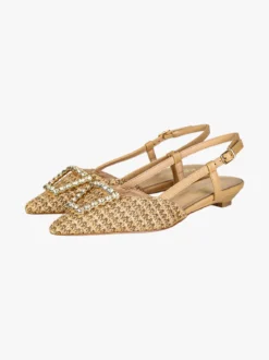 Keys Slingback donna gioiello a punta aperte dietro - beige