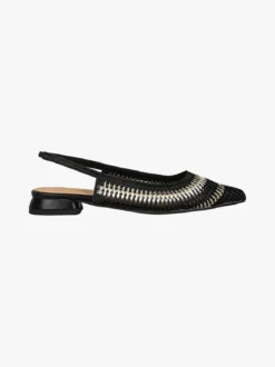 Keys Slingback donna in tessuto con cinturino elastico e tacco basso - nero