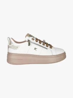 Keys Sneakers donna gioiello in pelle con platform - bianco