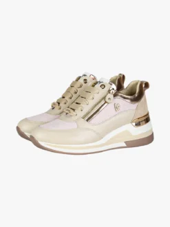 Keys Sneakers donna in pelle con zeppa - beige