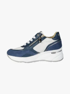 Keys Sneakers donna in pelle con zeppa - blu