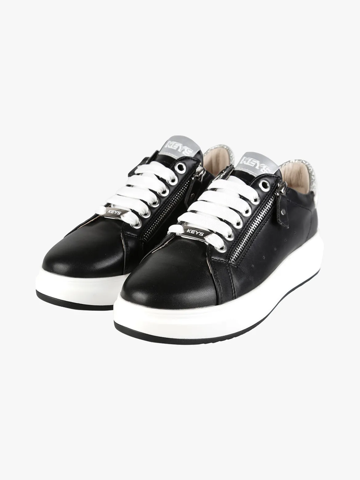 Keys Sneakers donna stringate con zip laterali e dettagli glitter