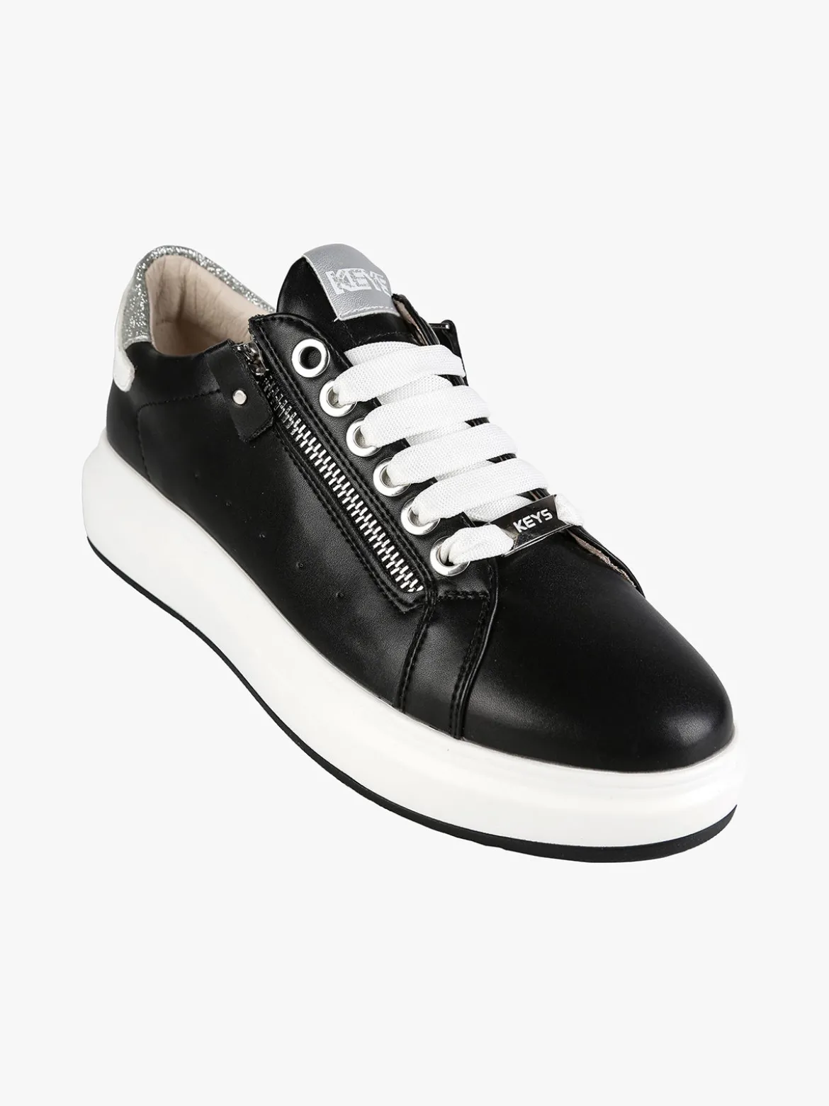 Keys Sneakers donna stringate con zip laterali e dettagli glitter