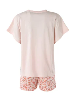 Kissimo Pigiama corto da donna in cotone con shorts floreali - rosa