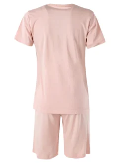 Kissimo Pigiama corto da donna in cotone - rosa