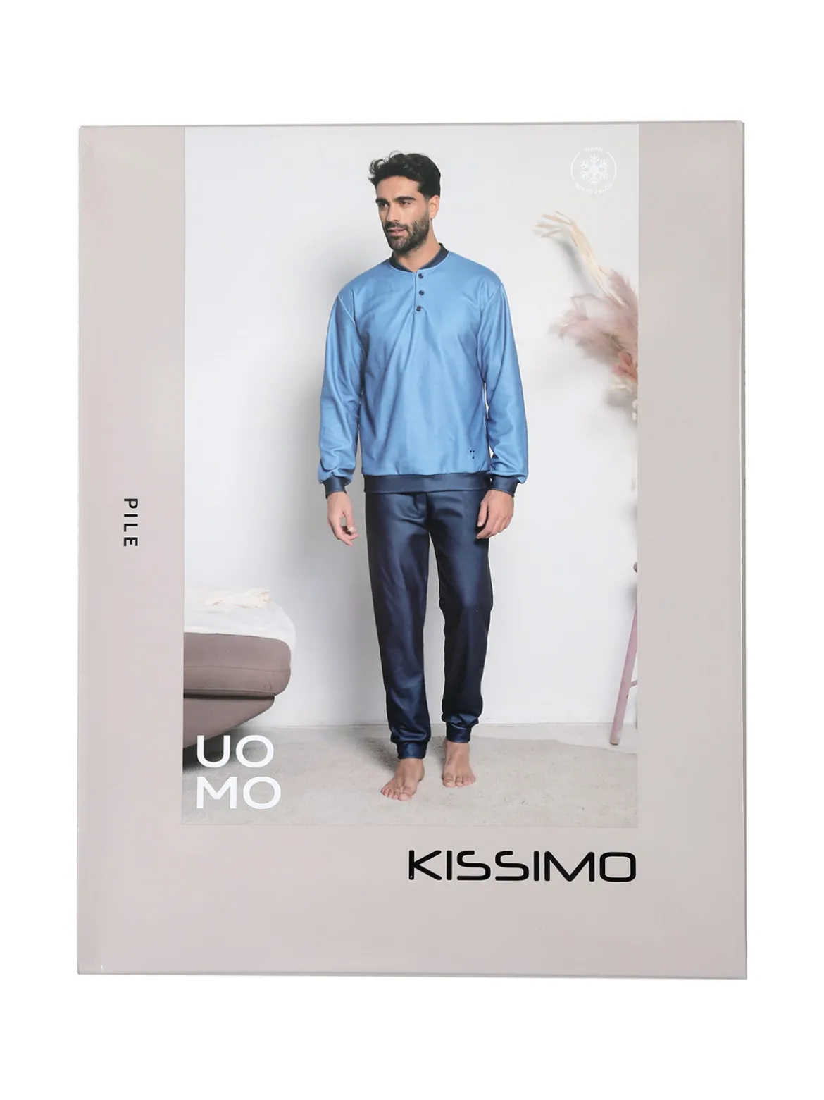 Kissimo Pigiama da uomo in pile - grigio