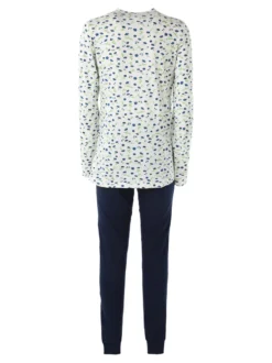 Kissimo Pigiama lungo da donna in cotone con stampa fiorata - blu scuro