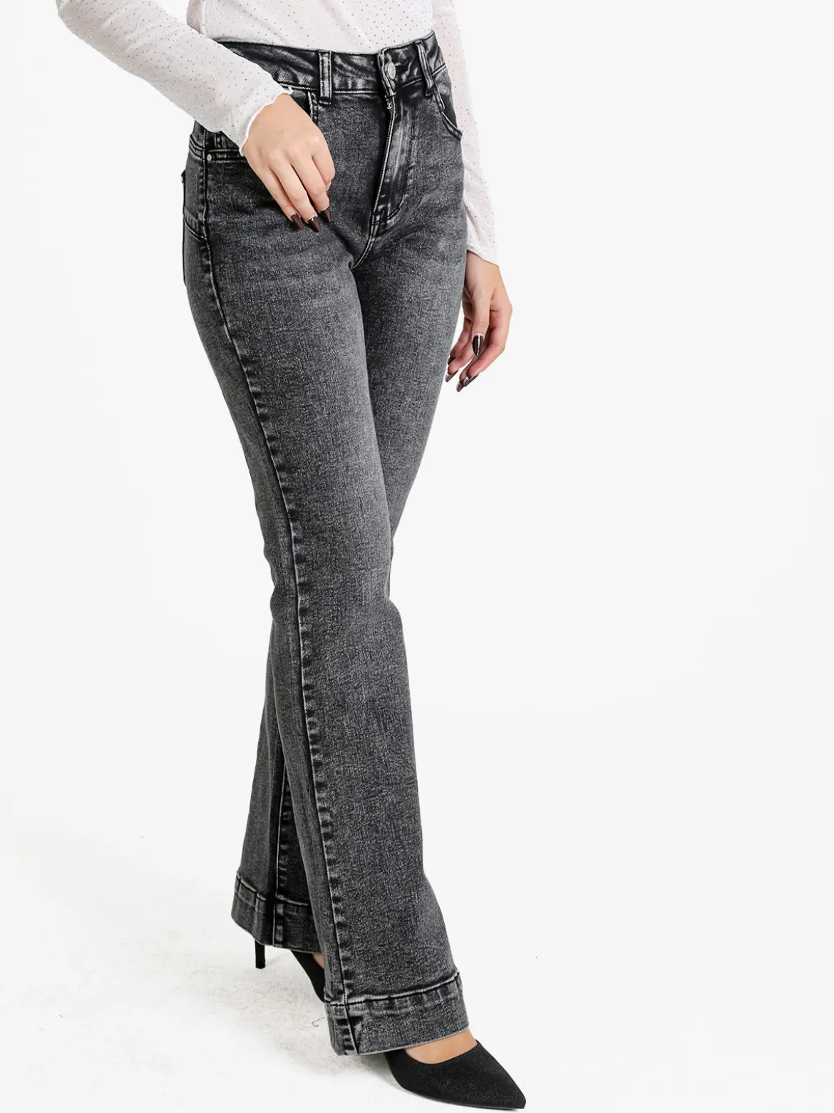 Kiss Pink Jeans donna push up a zampa - nero