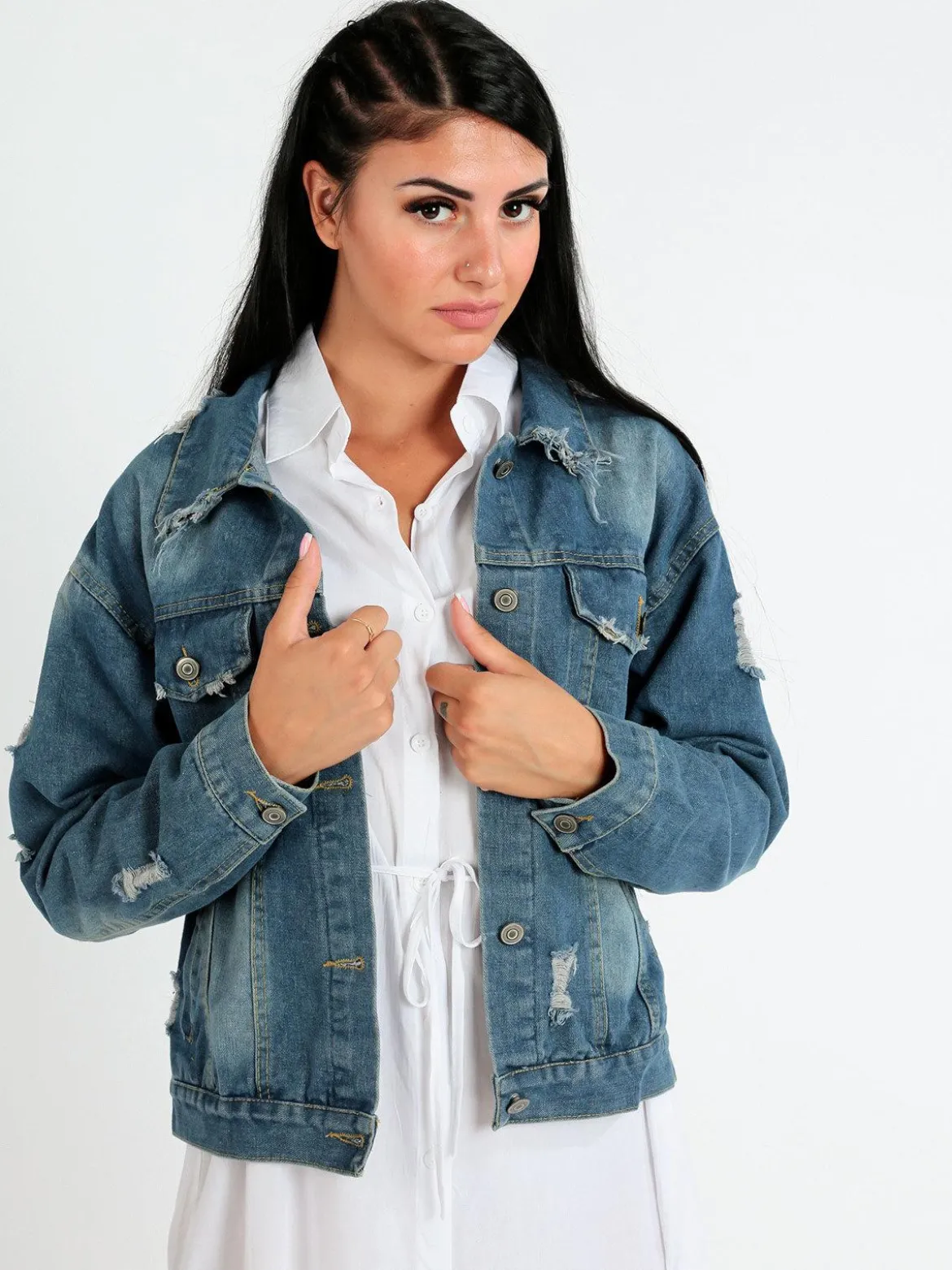 Ky Creation Giacca in jeans oversize donna