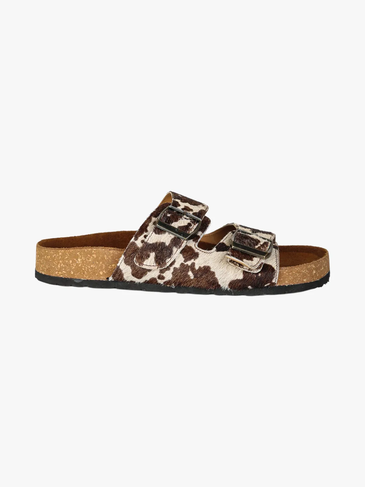 La Cuoieria Ciabatte donna in pelle animalier con doppia fibbia - bianco