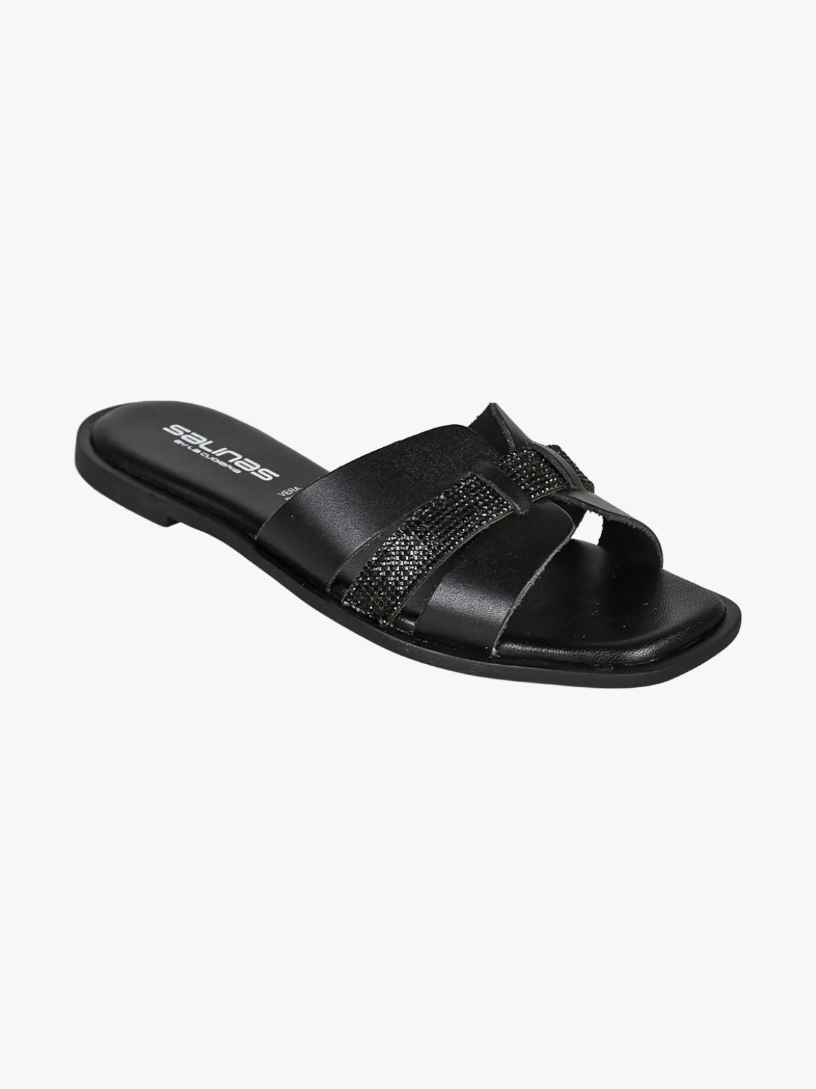 La Cuoieria Ciabatte donna in pelle con micro borchie - nero