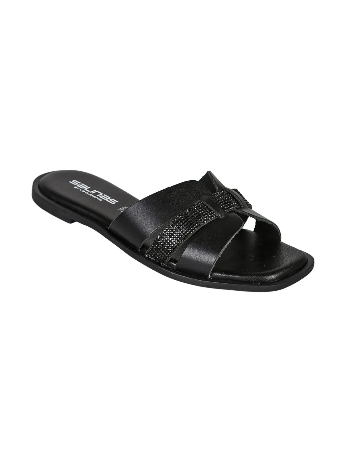 La Cuoieria Ciabatte donna in pelle con micro borchie - nero