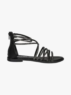 La Cuoieria Sandali donna gioiello in pelle con tallone chiuso e zip - nero