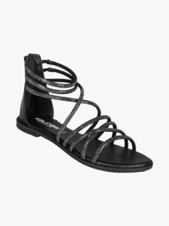 La Cuoieria Sandali donna gioiello in pelle con tallone chiuso e zip - nero