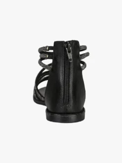 La Cuoieria Sandali donna gioiello in pelle con tallone chiuso e zip - nero