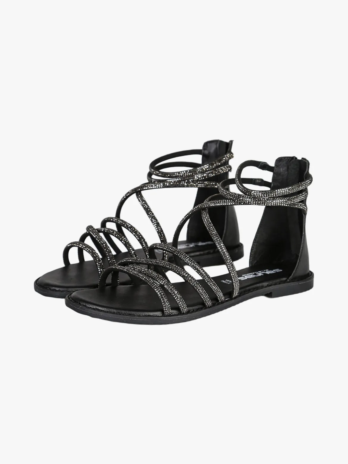 La Cuoieria Sandali donna gioiello in pelle con tallone chiuso e zip - nero