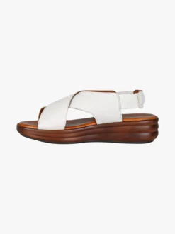 La Cuoieria Sandali in pelle da donna con cinturino elastico e zeppa - bianco