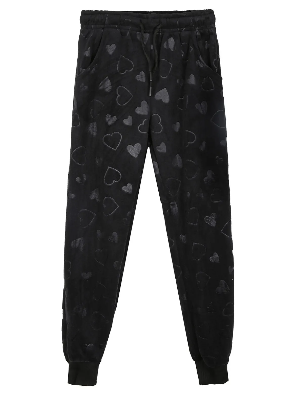 Lady Moda Completo tuta da ragazza 2 pezzi in ciniglia con cappuccio e zip - nero