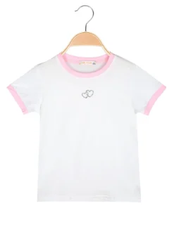 Lady Moda T-shirt da ragazza con cuore di strass sullo scollo