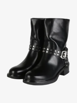 La Flor Stivaletti donna biker con cinturino di borchie