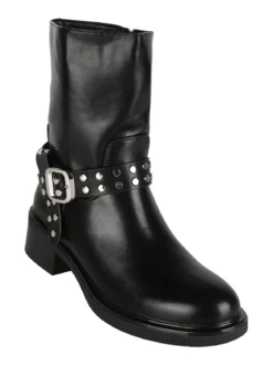 La Flor Stivaletti donna biker con cinturino di borchie