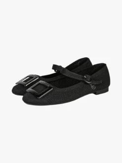 Laura Biagiotti Ballerine donna in maglia con cinturino e fibbia - nero