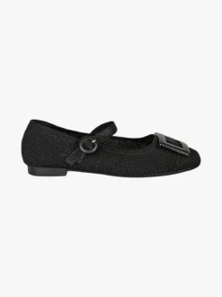 Laura Biagiotti Ballerine donna in maglia con cinturino e fibbia - nero