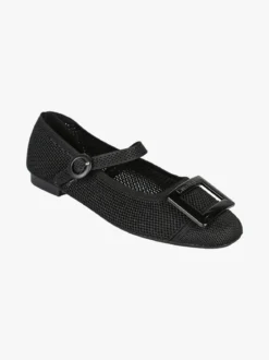 Laura Biagiotti Ballerine donna in maglia con cinturino e fibbia - nero