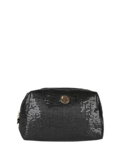 Laura Biagiotti Beauty case donna in tessuto con paillettes - nero