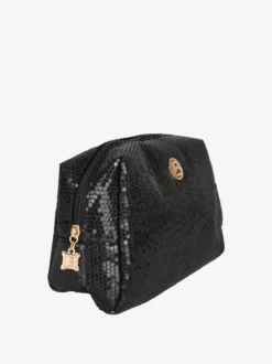 Laura Biagiotti Beauty case donna in tessuto con paillettes - nero